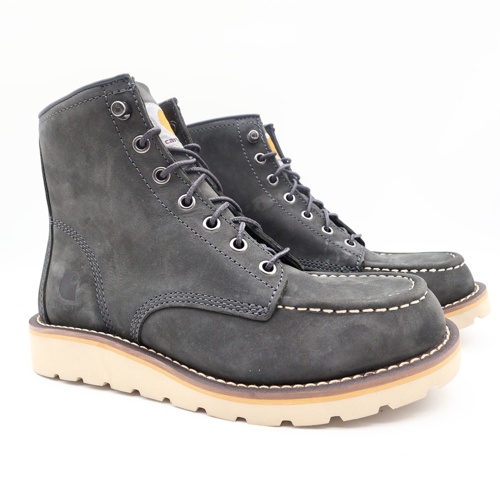 Carhartt Moc Toe Wedge Boot Womens 7.5 Black Leather Work Boots FW6027-W NWT - Picture 2 of 16